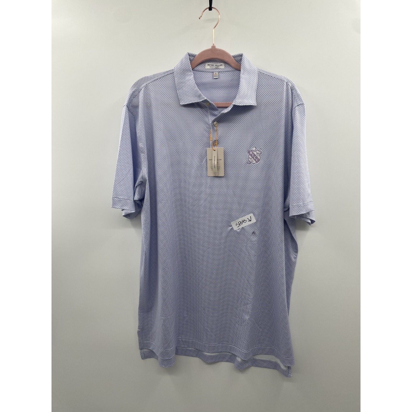Peter Millar Phoenix Polo Shirt Men's Large White Houndstooth Summer Comfort Nwt